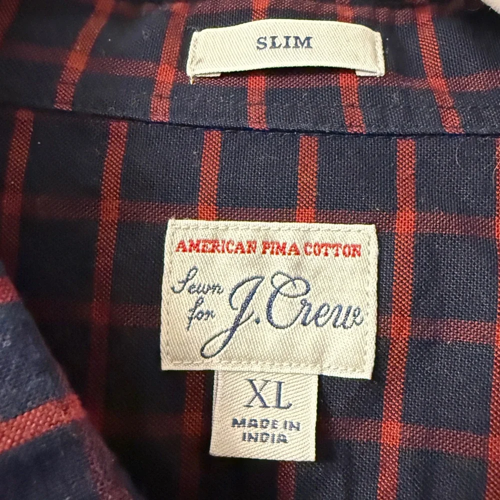 J.Crew Men’s Slim Fit American Pima Cotton Plaid Button Down Shirt XL Preppy